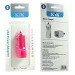 Wholesale 2 USB Output Cell Phone Car Adapter Charger (Pink)